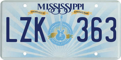 MS license plate LZK363