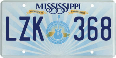 MS license plate LZK368
