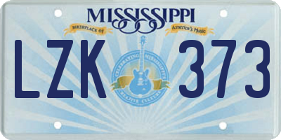 MS license plate LZK373