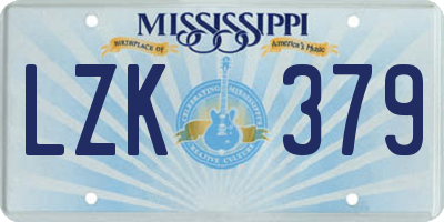 MS license plate LZK379