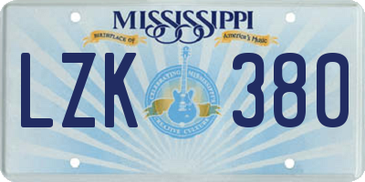 MS license plate LZK380