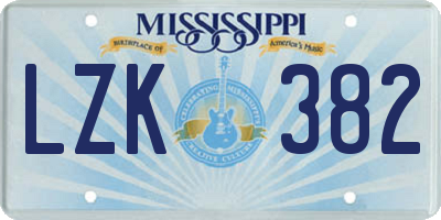 MS license plate LZK382