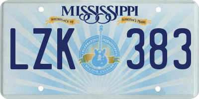 MS license plate LZK383