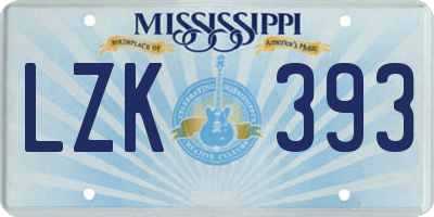 MS license plate LZK393