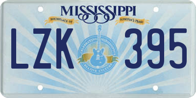 MS license plate LZK395