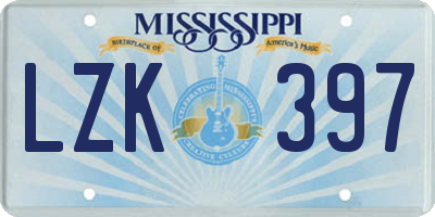 MS license plate LZK397