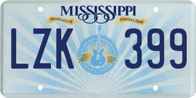 MS license plate LZK399