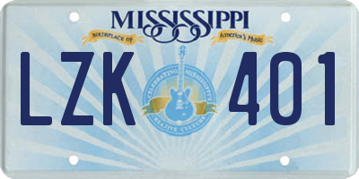 MS license plate LZK401