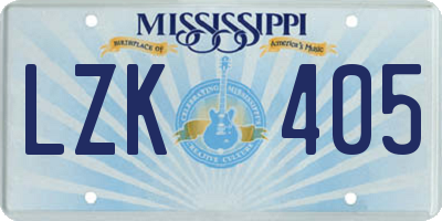 MS license plate LZK405