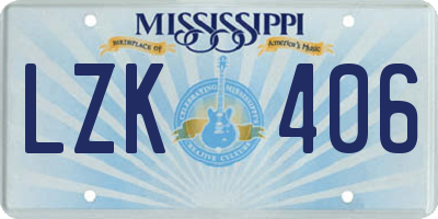 MS license plate LZK406