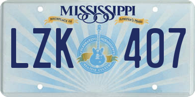 MS license plate LZK407