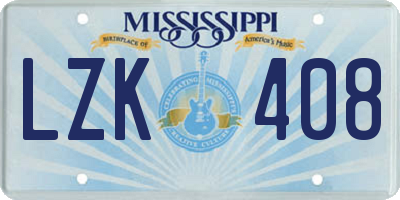 MS license plate LZK408