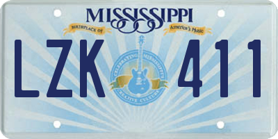 MS license plate LZK411