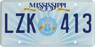 MS license plate LZK413