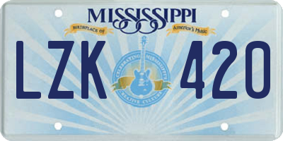 MS license plate LZK420