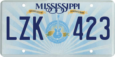 MS license plate LZK423
