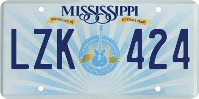 MS license plate LZK424