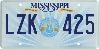 MS license plate LZK425