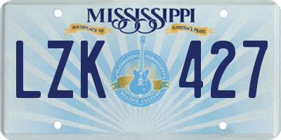 MS license plate LZK427