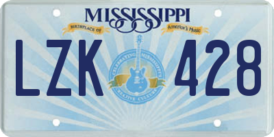 MS license plate LZK428