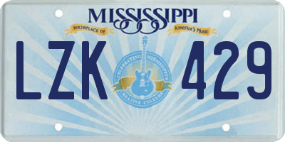 MS license plate LZK429
