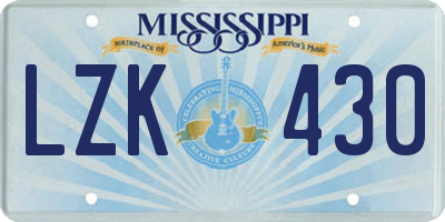 MS license plate LZK430