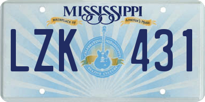 MS license plate LZK431