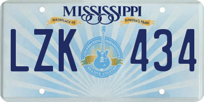 MS license plate LZK434