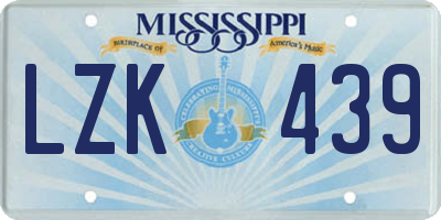 MS license plate LZK439