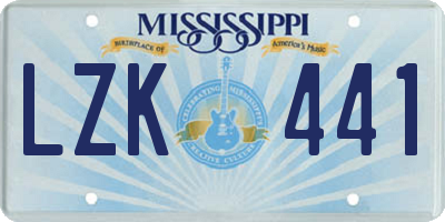 MS license plate LZK441