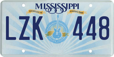 MS license plate LZK448