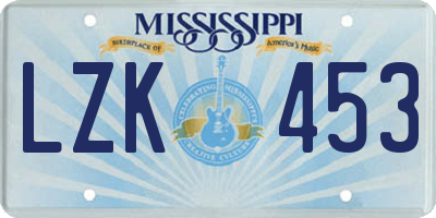 MS license plate LZK453
