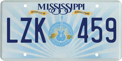 MS license plate LZK459