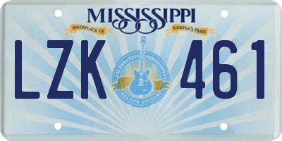 MS license plate LZK461
