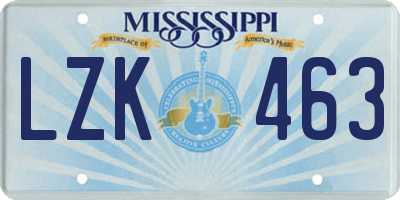 MS license plate LZK463