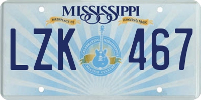 MS license plate LZK467