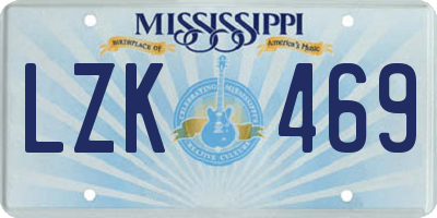 MS license plate LZK469