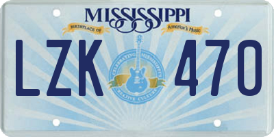 MS license plate LZK470