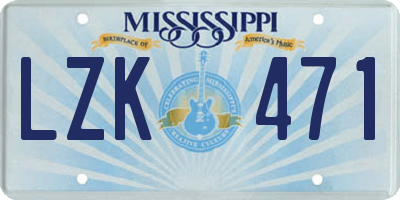 MS license plate LZK471