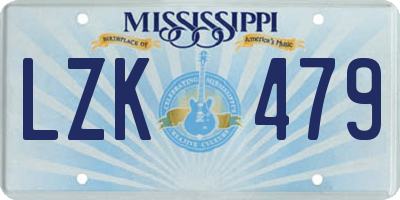 MS license plate LZK479