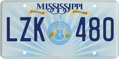 MS license plate LZK480