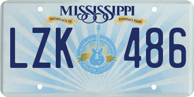 MS license plate LZK486
