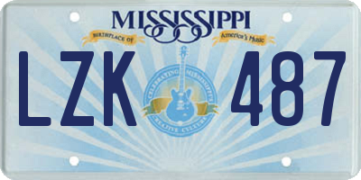 MS license plate LZK487