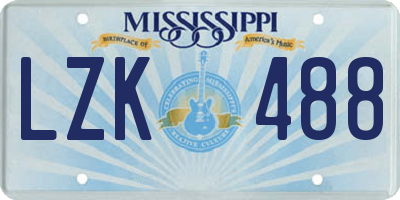 MS license plate LZK488