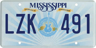MS license plate LZK491