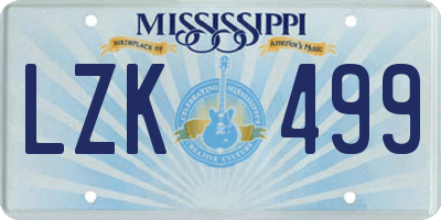 MS license plate LZK499