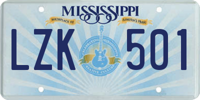 MS license plate LZK501