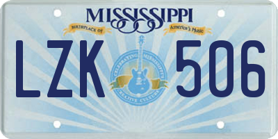 MS license plate LZK506