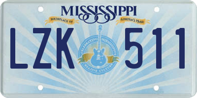 MS license plate LZK511
