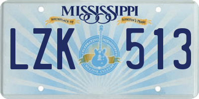 MS license plate LZK513